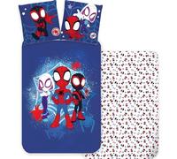 Marvel Spidey - Juego de ropa de cama tamaño junior | Funda de edredón de 100 x 140 cm + funda de almohada de 40 x 45 cm, 100 % algodón, juego de ropa de cama para bebé perfecto para niños pequeños |