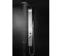 MARWELL Shower Panel Care Chrome 150 x 15 cm Columna de ducha de acero inoxidable cepillado con 2 funciones de ducha diferentes, ducha de lluvia y ducha de mano