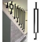 MARXAN Pasamanos de Escalera, Postes de balaustrada de Hierro Forjado Negro, barandillas Modernas en Forma de L para pasillos, áticos, porches y Balcones.(Rectangular,105cm)