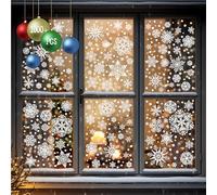 Más de 1000 pegatinas de copos de nieve de doble cara, más de 30 diseños, pegatinas estáticas de Navidad para decoración de ventanas, suministros reutilizables para fiestas de invierno (10 láminas)