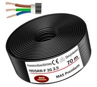 MAS Premium 5-100m Gummischlauchleitung Energie- Baustellkabel H05RR-F 2x 0,75_1_1,5; 3G 0,75_1_1_1,5_2,5; 4G 0,75_1_1,5; 5G 1,5_2,5 mm Flexible Leitung für leichten Geräte (H05RR-F 3G 2,5 mm.) ², 70
