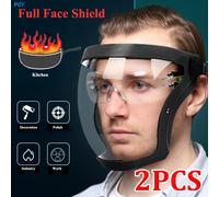 Máscara de protección a prueba de salpicaduras, Protector Facial transparente, máscara protectora de seguridad para exteriores, cubierta para la cabeza, protección de trabajo 1PCS Blue Set