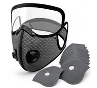 Mascarilla Antipolvo Reutilizable con Filtro de Carbón y Gafas Protectoras Desmontables, Cubierta Facial Cortaviento con 10 Filtros Reemplazables, Mascarilla Ajustable para Bricolaje, Jardinería