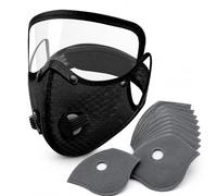 Mascarilla Antipolvo Reutilizable con Filtro de Carbón y Gafas Protectoras Desmontables, Cubierta Facial Cortaviento con 10 Filtros Reemplazables, Mascarilla Ajustable para Bricolaje, Jardinería