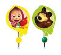 Mascha und der Bär Juego de Perchas Masha y el Oso, Armario para niños (Compuesto por Dos Perchas Individuales de Madera, pequeño Recuerdo, Regalo, Dimensiones: 11 x 5 x 6,5 cm), Multicolor