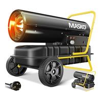 Masko® Cañón de calefacción 30 kW, secador de construcción, Calentador de Aire Caliente, Calentador de Ventilador, Tanque de 34 l con termostato, Calentador de Aceite, Amarillo/Negro