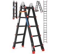 MASKO® Escalera de Aluminio multifunción 5,10m 4x5 peldaños Escalera telescópica ✓ Escalera multifunción ✓ Escalera Plegable