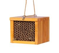 Mason Bee House - Colmena de abeja recubierta de cera, casa de abejas carpintero para el jardín, hotel de abeja solitaria impermeable, caja de madera natural hecha a mano para abejas pequeñas, atrae a