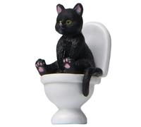 Masreoi Estatua de gato en el inodoro, estatua de paisaje en miniatura, adorno para decoración del hogar