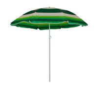 Master Grill&Party Sombrilla de 180 cm de diámetro, sombrilla de playa, sombrilla para balcón, Rayas blancas y verdes, L
