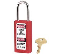Master Lock 411RED Candado de Consignación de Termoplástico para Instalaciones Mecánicas, Rojo, Arco 3,8 x 2 cm