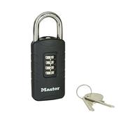 Master Lock 656EURDBLK Candado de combinación con llave de repuesto uso en exteriores, 120 x 48 x 20 mm
