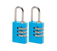 Master Lock 7620EURTCOL Lote de 2 Candados con combinación personalizable y cuerpo de aluminio, Color Aleatorio, 2 x 5.5 x 0.9 cm
