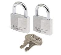 Master Lock 9130EURT Lote de 2 Candados con Llave con cuerpo de aluminio macizo, Negro, 3 x 5.2 x 1.6 cm