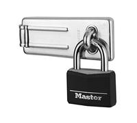 Master Lock 9140703EURDBLK Set de Portacandado y Candado con Llaves, 89mm