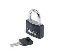 Master Lock 9140EURDBLK Candado con Llave con cuerpo de aluminio macizo revestido, Negro, 4 x 5.9 x 1.3 cm