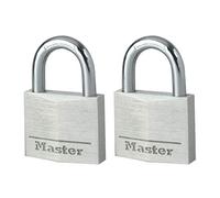 Master Lock 9140EURT Lote de 2 Candados con Llave con cuerpo de aluminio macizo, Negro, 4 x 5.9 x 1.3 cm