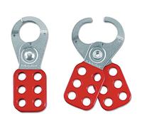 Master Lock Aldaba De Consignación De Acero, Rojo/Plata