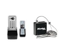 Master Lock Caja Fuerte para Llaves certificada + Correa de Llaves retráctil [Extragrande][Montaje Mural] - 5426EURD - Caja de Seguridad Profesional