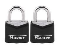 Master Lock Candado 121T, cerradura de aluminio cubierta, negro, 2 unidades (paquete de 1)