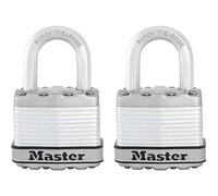Master Lock Candado Alta Seguridad [Llaves] [Acero Laminado] [Exterior] [Lote de 2] M1Eurt - Ideal para Portales, Garages, Sótanos, Plateado, 45 mm