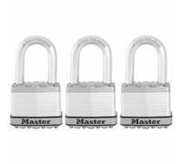 Master Lock M115EURTRILF Candado Seguridad Llaves Acero Laminado y Antióxido Exterior, Arco Medium + Estanco, Adecuado para Portales, Garages, Sótanos, Set de 3 Piezas