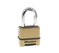 Master Lock M175XDLF Cerradura de combinación para exteriores resistente, acabado en latón, grillete de 1-1/2 pulgadas