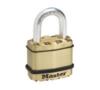Master Lock M1BEURD Candado Seguridad Llaves Acero Laminado y Acabado en Latón Exterior, Arco Normal, Estanco, Adecuado para Portales, Garages, Sótanos, 45 mm
