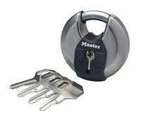 Master Lock M40EURD Candado Redondo Alta Seguridad, Llave, Acero Inoxidable, Exterior, Lote de 1, Adecuado para Portales, Garages, Sótanos