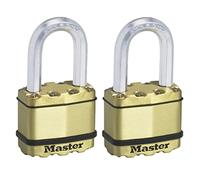 Master Lock M5BEURTLF Candado Seguridad Llaves Acero Laminado y Acabado en Latón Exterior, Arco Medium + Estanco, Adecuado para Portales, Garages, Sótanos, 50 mm
