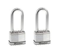 Master Lock M5XTLJ Magnum - Candado resistente para exteriores con llave, paquete de 2 llaves iguales, color plateado
