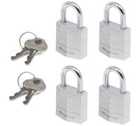 MASTER LOCK Mini Candado, Llave], Lote de 4], Paquete Familiar, 9120EURQNOP adecuado para Maleta, Valija, Taquilla
