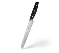 MasterChef Cuchillo Pan Profesional, Acero Inoxidable | con Alto Contenido en Carbono con Cabezales y Asas de Triple Remache, Espiga Llena, Hoja Dentada, Longitud 20cm