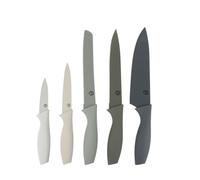 MasterChef Cuchillos Cocina, Set Cuchillo de Chef (Carne, Sierra por Pan, Verduras y Pescados), Colección de Acero Inoxidable con Asas Suaves al Tacto, Multifuncional, 5 Piezas, Gris