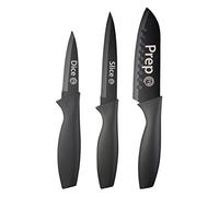MasterChef Cuchillos Cocina, Set Cuchillo de Chef | Juego de Cuchillos de Carne, Chef y Pelar, Inox, Hoja Afilada con Revestimiento Antirayaduras, Asas Suaves al Tacto, 3 Piezas