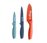 MasterChef Cuchillos Cocina, Set Cuchillo de Chef por Verduras, Carne y Pelar, Acero Inoxidable, Hoja Afilada con Revestimiento Antirayaduras, con Asas Suaves al Tacto, 3 Piezas, Multicolor