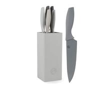 MasterChef Juego de Cuchillos de Cocina con Soporte Taco Universal con Set para Pan, Cebollero, Chef, Carne y Pelar, en Acero Inoxidable, Colección Tierra, 5 Piezas