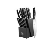 MasterChef Juego de Cuchillos de Cocina Profesional con Soporte, con Cuchillo Chef, Cebollero, Santoku, Pan, Chuleteros, Afilador y Tijeras, Acero Inox con Alto Carbono, Asas Triple Remache, 15 Piezas