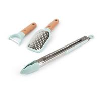 Masterchef - Set 3 Utensilios de Cocina | Pelador, Pinza y Rallador | Diseño en Madera y Acero Inoxidable | Accesorios de Cocina para Hogar y Cocina | Menaje de Cocina