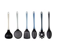MasterChef Utensilios de Cocina con Cucharas, Espatula, Cazo para Sopa, Espumadera y Cucharon, Resistentes al Calor, Set Menaje, Accesorios Antiadherente, Azul
