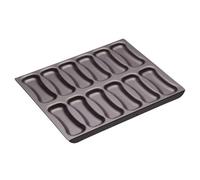 MasterClass Bandeja para hornear Eclair de 12 moldes con antiadherente PTFE, PFOA y BPA, robusta de acero al carbono de 1 mm de grosor, lata de 31 x 25,5 cm