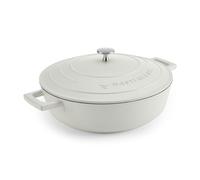 Masterclass Cacerola Poco Profunda con Tapa, 4 L/28 Cm, Aluminio Fundido Ligero, Apto para Inducción, Horno y Horno, Color Crema - Alta Calidad