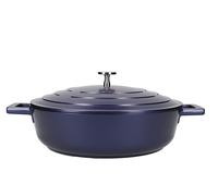 MasterClass Cacerola poco profunda con tapa 4 Litros/28 cm, Aluminio fundido ligero, Apta para horno y placa de inducción, Azul