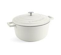 MasterClass Cazuela con tapa 5 L/28 cm, aluminio fundido ligero, apta para inducción y horno, crema