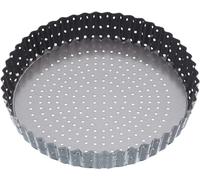 MasterClass Crusty Bake Molde para Quiche Perforado de 20 cm sin PTFE, PFOA ni BPA, fondo suelto de acero al carbono de 1 mm de grosor, estriado, gris