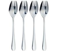 MasterClass Juego de cubiertos de acero inoxidable, 4 piezas, tenedor, cuchillo y cuchara en un solo utensilio, acabado pulido espejo, plata