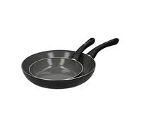 MasterClass Juego de Sartenes de Cerámica Eco sin PTFE, PFOA ni BPA, fabricadas con un 70% de aluminio reciclado, Juego de 2 piezas de 20 cm / 28 cm,Negro