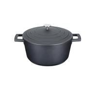 MasterClass Lid Casserole, Medium 4L/24 cm, Lightweight Cast Aluminum, Suitable for Oven and Induction Plate, Black