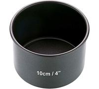 MasterClass Molde para tartas de 10 cm de profundidad con antiadherente PTFE, PFOA y BPA, robusto acero al carbono de 1 mm de grosor, mini molde redondo de 4 pulgadas