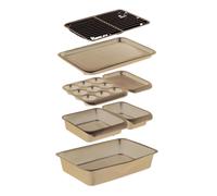 MasterClass Smart Space Non-Stick Carbon Steel Stackable Bakeware Set (7 Pieces), Grey, 41 x 31 x 10.5 cm